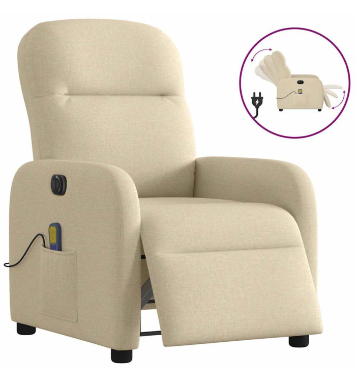 Fauteuil inclinable de massage électrique crème tissu | Mobilier & Déco