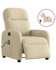 Fauteuil inclinable de massage électrique crème tissu | Mobilier & Déco