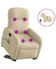 Fauteuil inclinable de massage électrique Crème Tissu | Mobilier & Déco