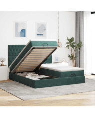 Cadre de lit ottoman avec matelas vert foncé 200x200 cm velours | Mobilier & Déco