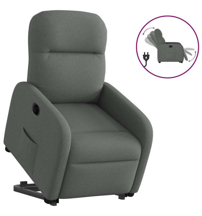 Fauteuil inclinable électrique gris foncé tissu | Mobilier & Déco