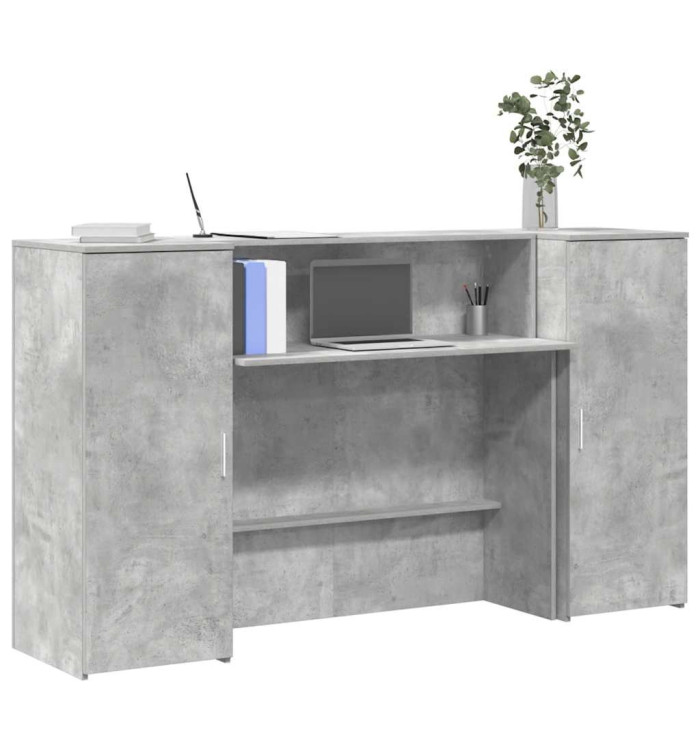 Bureau de réception gris béton 180x50x103,5cm bois d'ingénierie | Mobilier & Déco