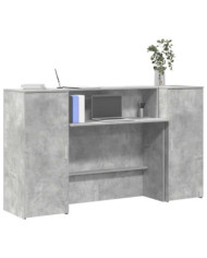 Bureau de réception gris béton 180x50x103,5cm bois d'ingénierie | Mobilier & Déco