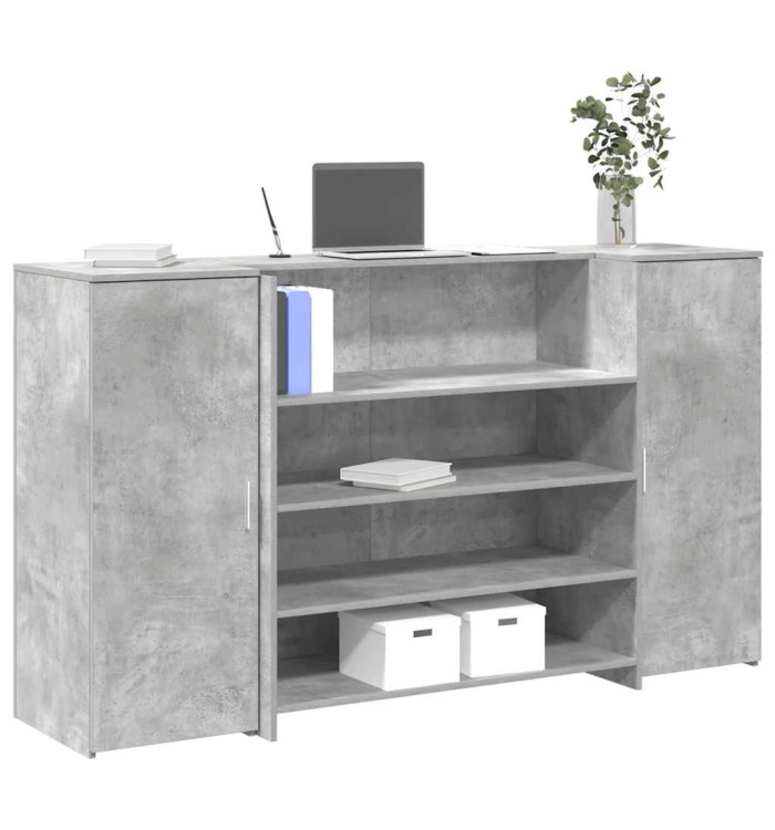 Bureau de réception gris béton 180x50x103,5cm bois d'ingénierie | Mobilier & Déco