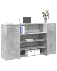 Bureau de réception gris béton 180x50x103,5cm bois d'ingénierie | Mobilier & Déco
