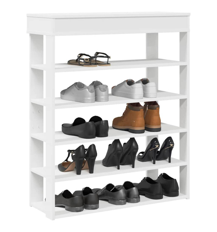 Étagère à chaussures blanc 80x30x98 cm bois d'ingénierie | Mobilier & Déco