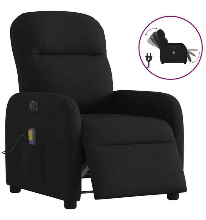 Fauteuil de massage inclinable électrique Noir Tissu | Mobilier & Déco