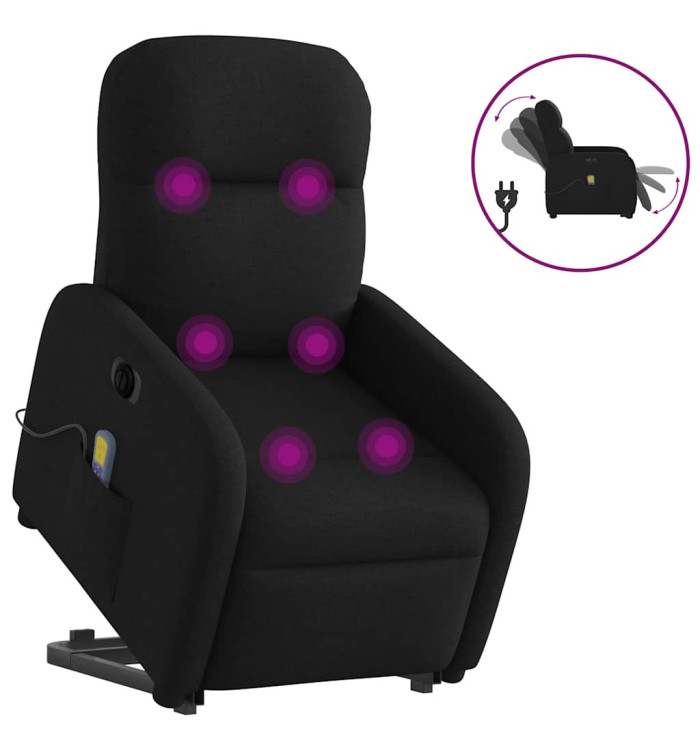 Fauteuil inclinable de massage électrique Noir Tissu | Mobilier & Déco