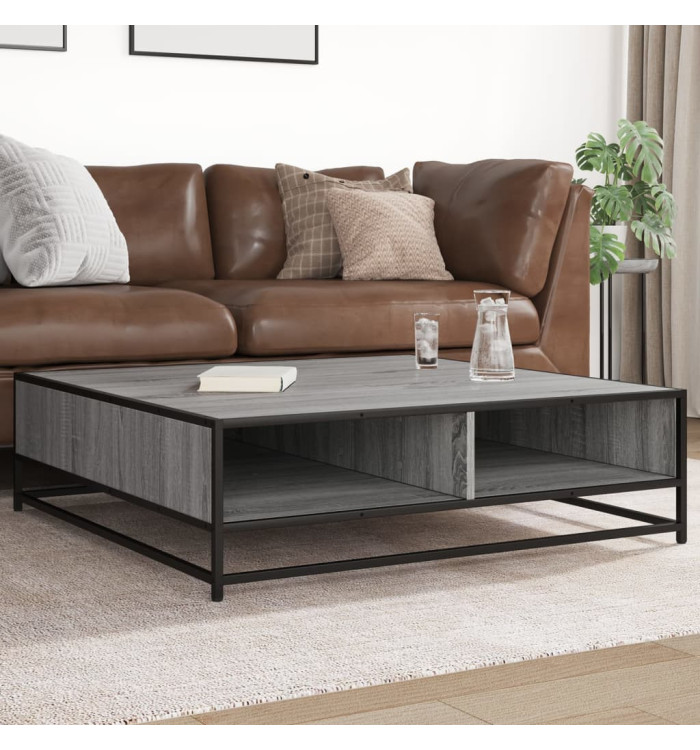Table basse sonoma gris 100x100x30cm bois d'ingénierie et métal | Mobilier & Déco