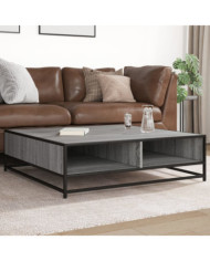 Table basse sonoma gris 100x100x30cm bois d'ingénierie et métal | Mobilier & Déco