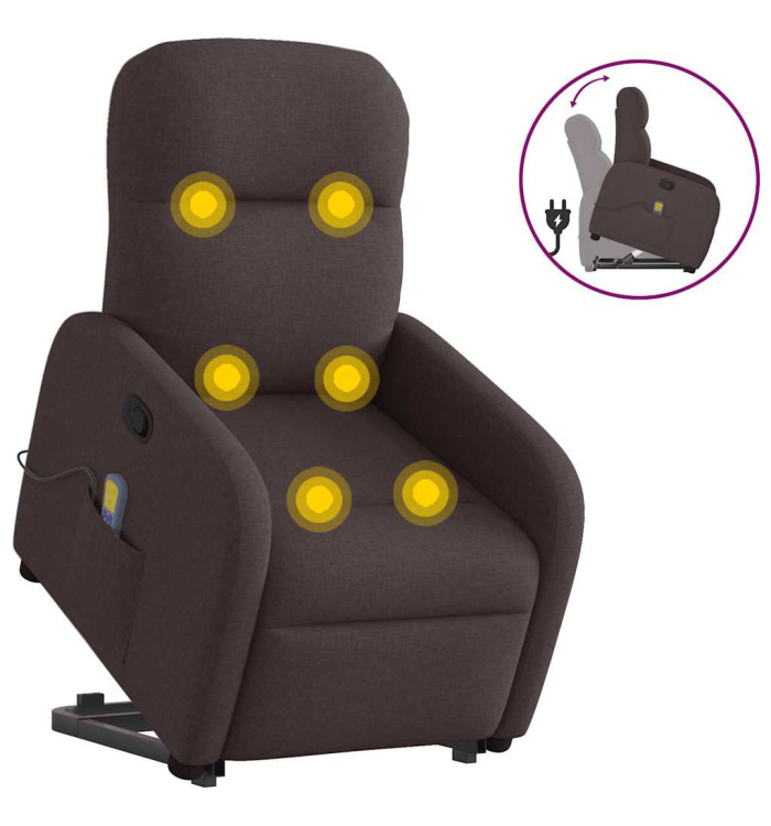 Fauteuil inclinable de massage Marron foncé Tissu | Mobilier & Déco