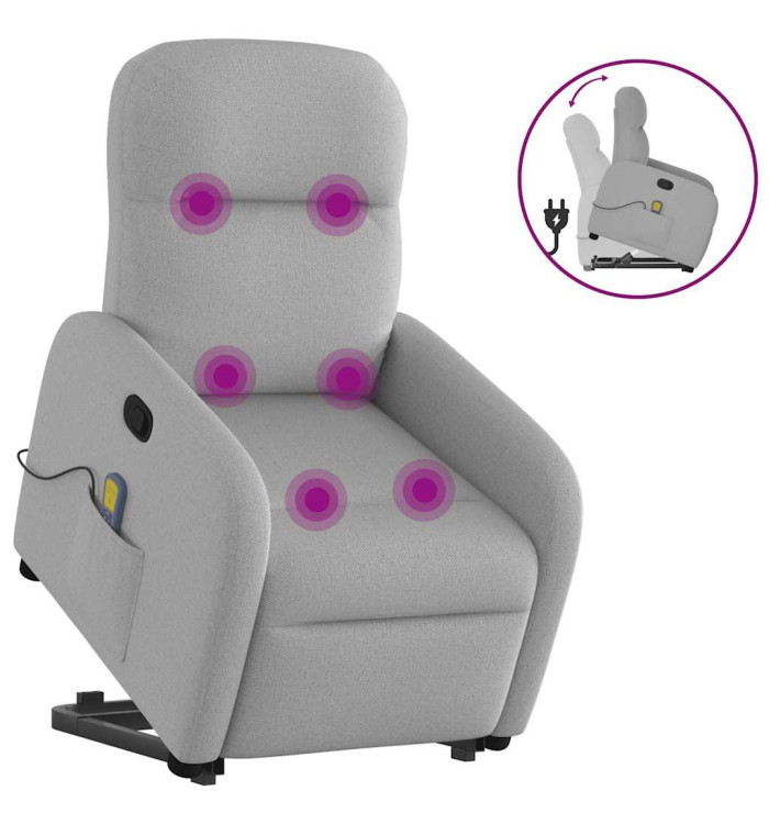 Fauteuil de massage inclinable gris nuage tissu | Mobilier & Déco