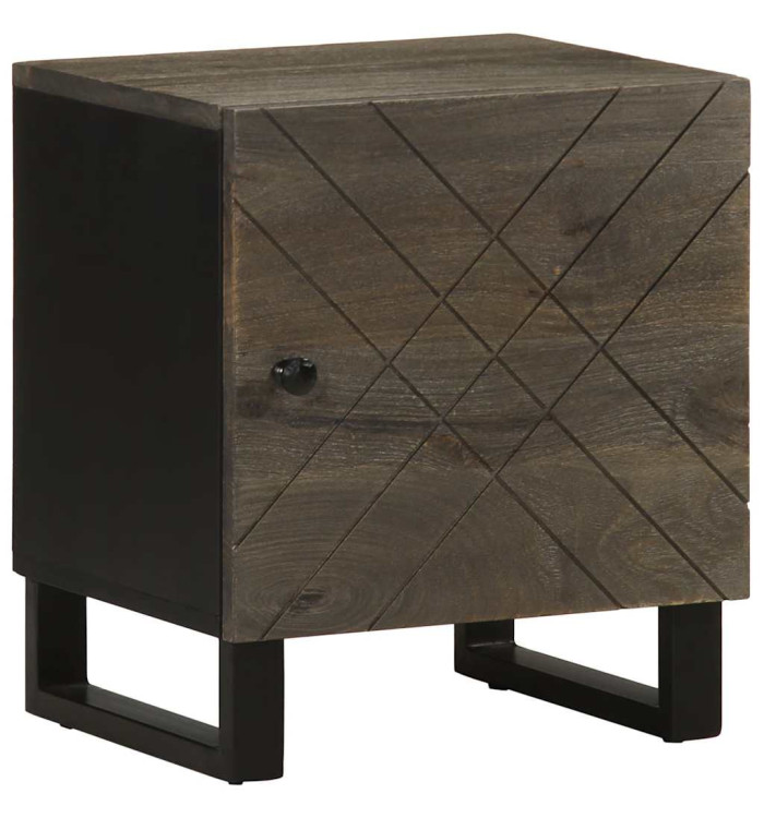 Table de chevet noir 40x33x46 cm bois de manguier solide | Mobilier & Déco
