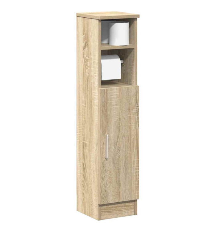 Meuble de salle de bain avec porte-rouleau chêne sonoma | Mobilier & Déco