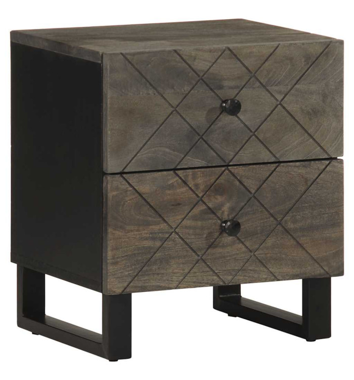 Table de chevet noir 40x33x46 cm bois de manguier solide | Mobilier & Déco