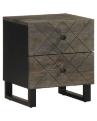 Table de chevet noir 40x33x46 cm bois de manguier solide | Mobilier & Déco