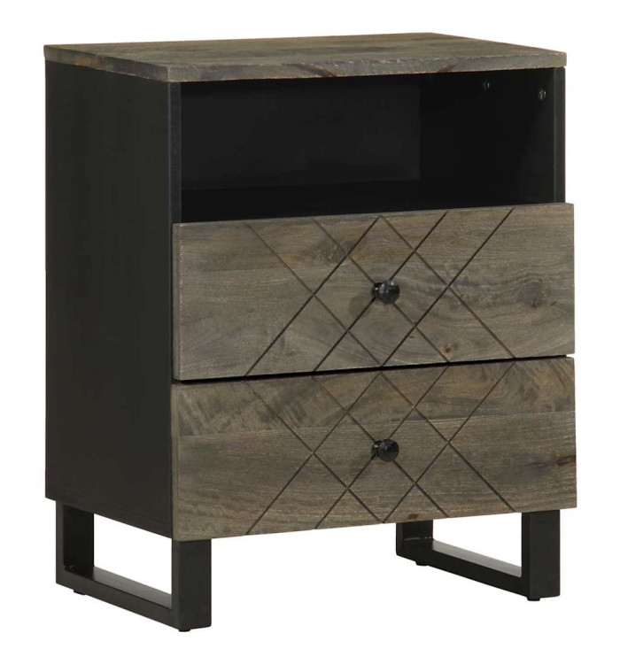 Table de chevet noir 50x33x62 cm bois de manguier solide | Mobilier & Déco