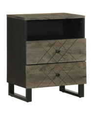 Table de chevet noir 50x33x62 cm bois de manguier solide | Mobilier & Déco