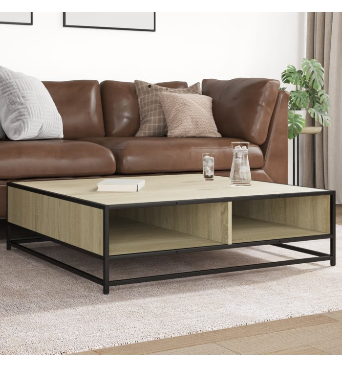 Table basse chêne sonoma 100x100x30 cm bois d'ingénierie/métal | Mobilier & Déco