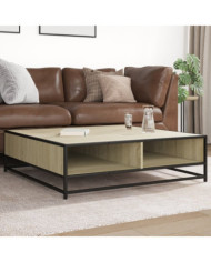 Table basse chêne sonoma 100x100x30 cm bois d'ingénierie/métal | Mobilier & Déco