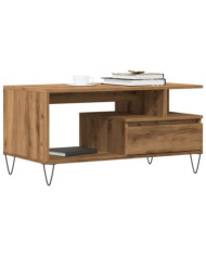 Table basse chêne artisanal 90x49x45 cm bois d'ingénierie | Mobilier & Déco