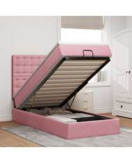Cadre de lit ottoman avec matelas rose 90x190 cm velours | Mobilier & Déco