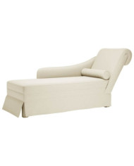 Fauteuil long avec traversin et accoudoir droit crème velours | Mobilier & Déco