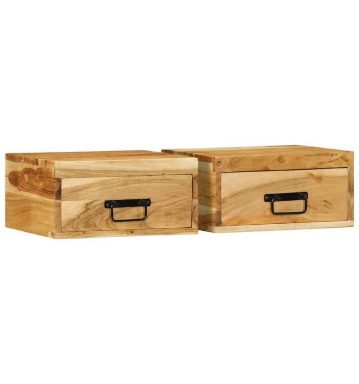 Tables de chevet murales 2 pcs bois massif d'acacia | Mobilier & Déco
