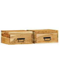 Tables de chevet murales 2 pcs bois massif d'acacia | Mobilier & Déco
