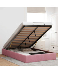 Cadre de lit ottoman sans matelas rose 120x190 cm velours | Mobilier & Déco