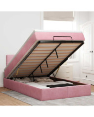 Lit ottoman avec matelas rose 120x190 cm velours | Mobilier & Déco