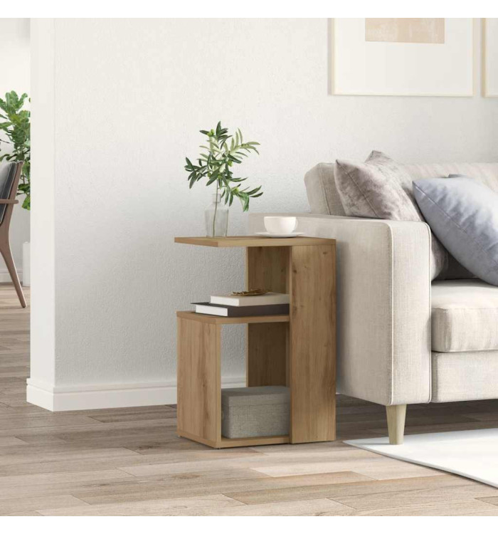 Table d'appoint chêne artisanal 36x30x56 cm bois d'ingénierie | Mobilier & Déco