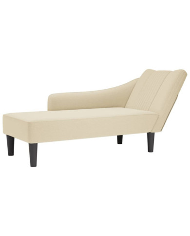 Fauteuil long avec accoudoir droit crème tissu | Mobilier & Déco