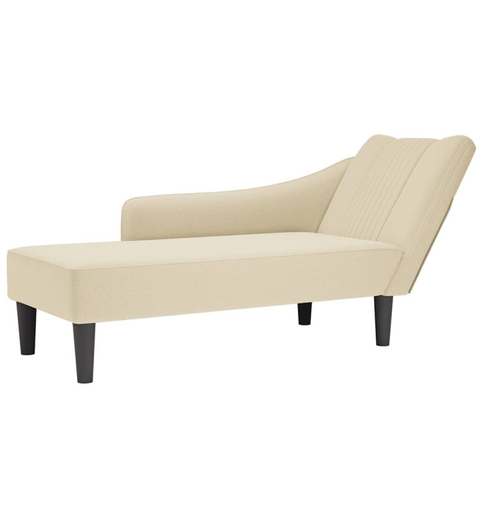 Fauteuil long avec accoudoir droit crème tissu | Mobilier & Déco