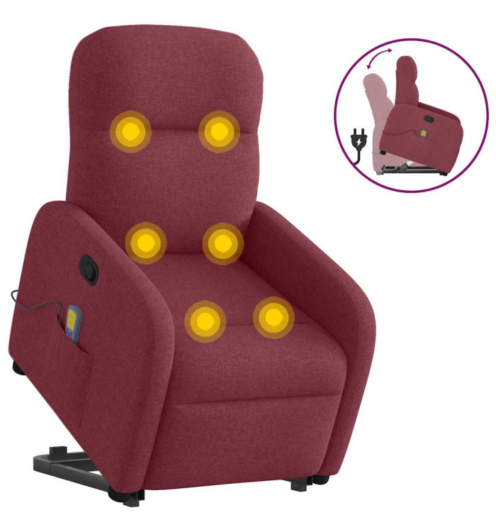 Fauteuil inclinable de massage Rouge bordeaux Tissu | Mobilier & Déco