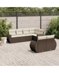 Salon de jardin avec coussins 7 pcs marron résine tressée | Mobilier & Déco