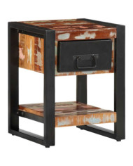 Table de chevet multicolore 35x34x45cm bois massif récupération | Mobilier & Déco