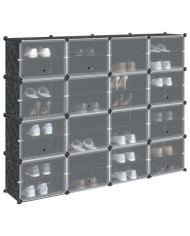 Cubes de rangement 16 pcs avec portes noir PP | Mobilier & Déco