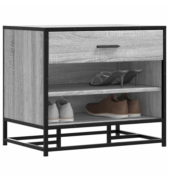 Banc à chaussures sonoma gris bois d'ingénierie et métal | Mobilier & Déco