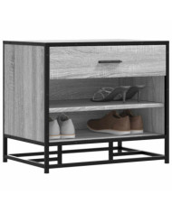Banc à chaussures sonoma gris bois d'ingénierie et métal | Mobilier & Déco