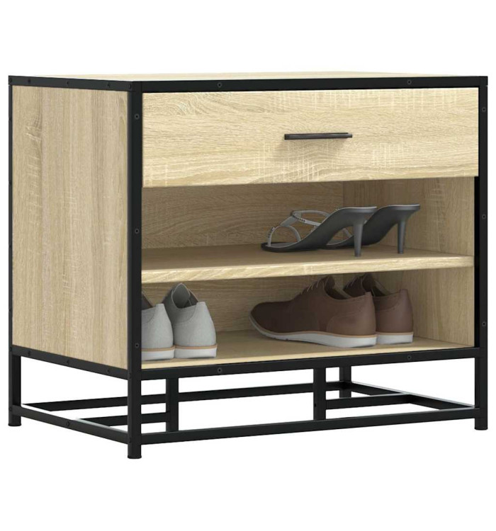 Banc à chaussures chêne sonoma bois d'ingénierie et métal | Mobilier & Déco