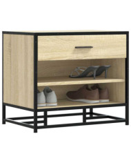 Banc à chaussures chêne sonoma bois d'ingénierie et métal | Mobilier & Déco