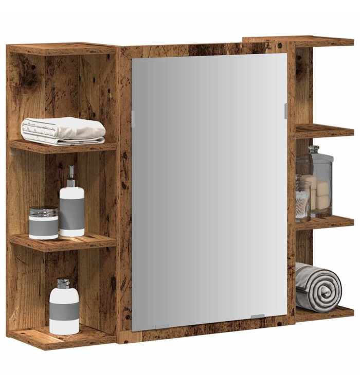 Armoire à miroir de salle de bain vieux bois bois d'ingénierie | Mobilier & Déco