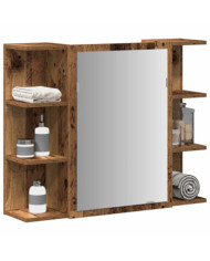 Armoire à miroir de salle de bain vieux bois bois d'ingénierie | Mobilier & Déco