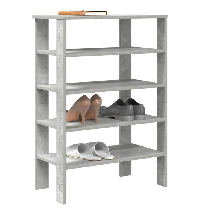 Étagère à chaussures gris béton 61x32x87,5 cm bois d'ingénierie | Mobilier & Déco