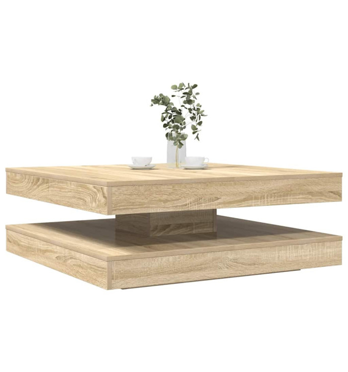 Table basse rotative à 360 degrés chêne sonoma 90x90x34,5 cm | Mobilier & Déco