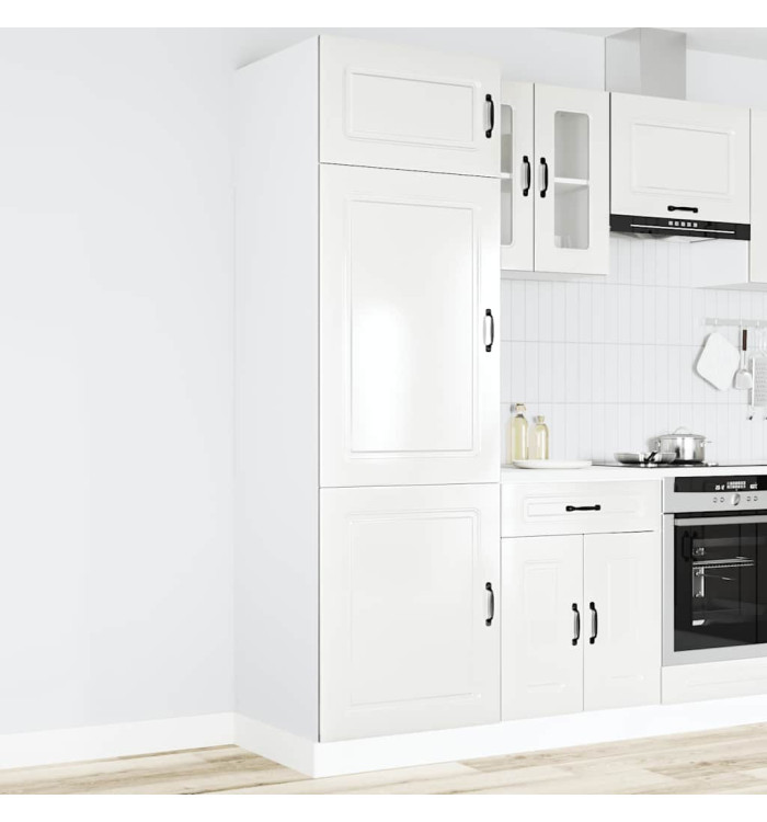 Armoire de cuisine Kalmar blanc brillant bois d'ingénierie | Mobilier & Déco