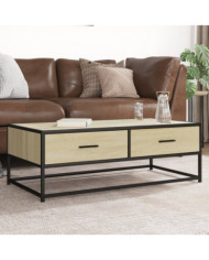 Table basse chêne sonoma 100x50x35cm bois d'ingénierie et métal | Mobilier & Déco