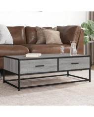 Table basse sonoma gris 100x50x35 cm bois d'ingénierie et métal | Mobilier & Déco