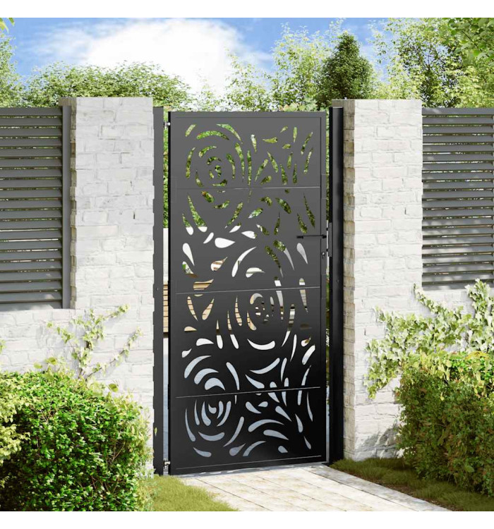 Portail de jardin noir 105x180 cm acier conception de flamme | Mobilier & Déco